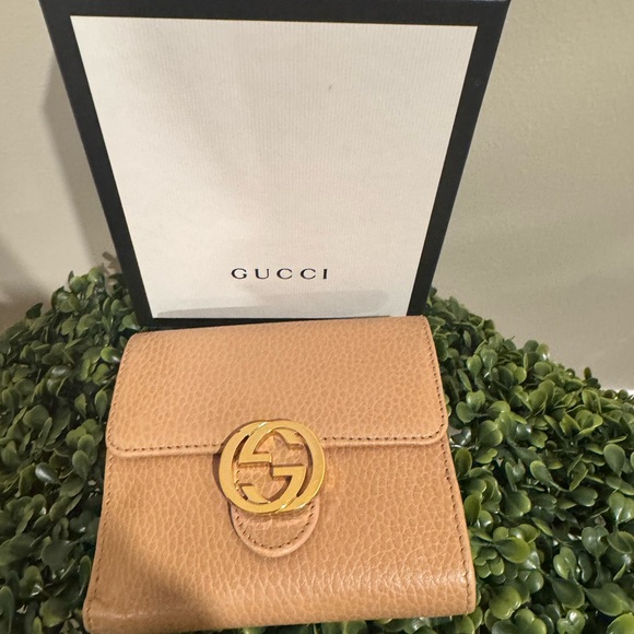 Gucci Handbags - Gucci Tan Leather Wallet interlocking bifold